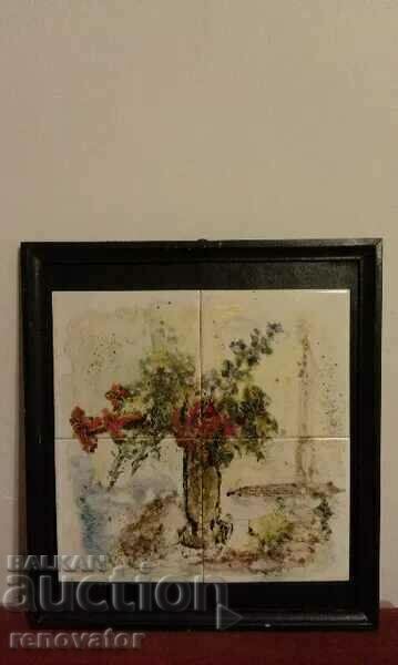 Δύο πίνακες σε πλακάκια από τερακότα με τιμή 50.00 BGN | € 25.56 Δύο πίνακες σε πλακάκια από τερακότα με τιμή 50.00 BGN | € 25.56