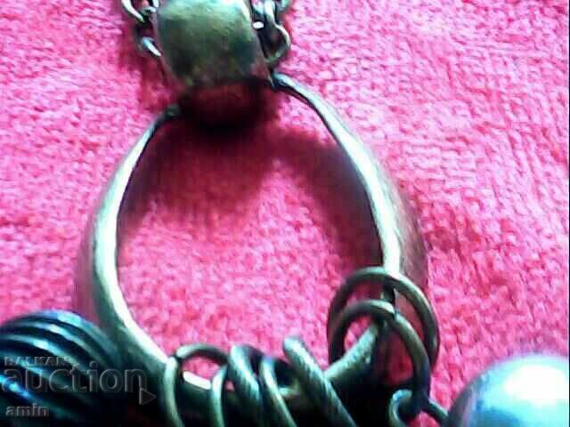 Auction old gold-plated necklace with natural stones Auction old gold-plated necklace with natural stones