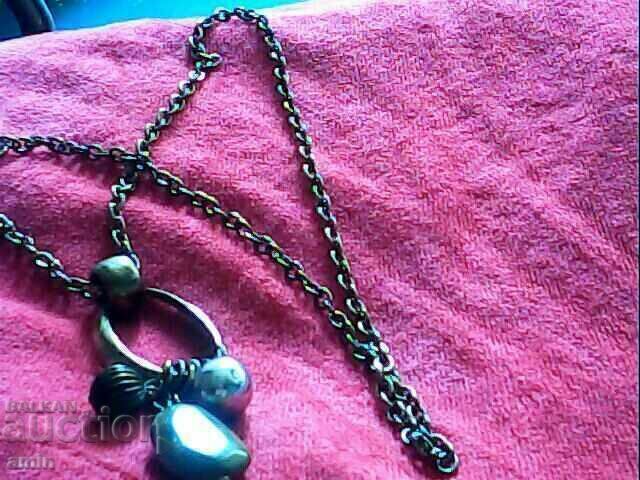 old gold-plated necklace with natural stones - 6 old gold-plated necklace with natural stones - 6