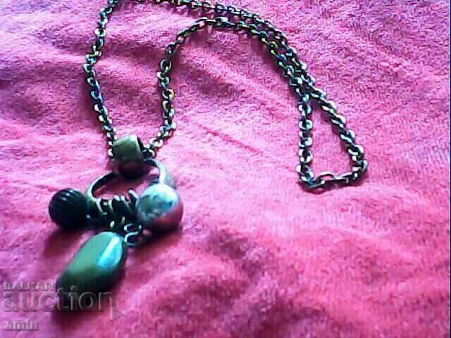 old gold-plated necklace with natural stones old gold-plated necklace with natural stones