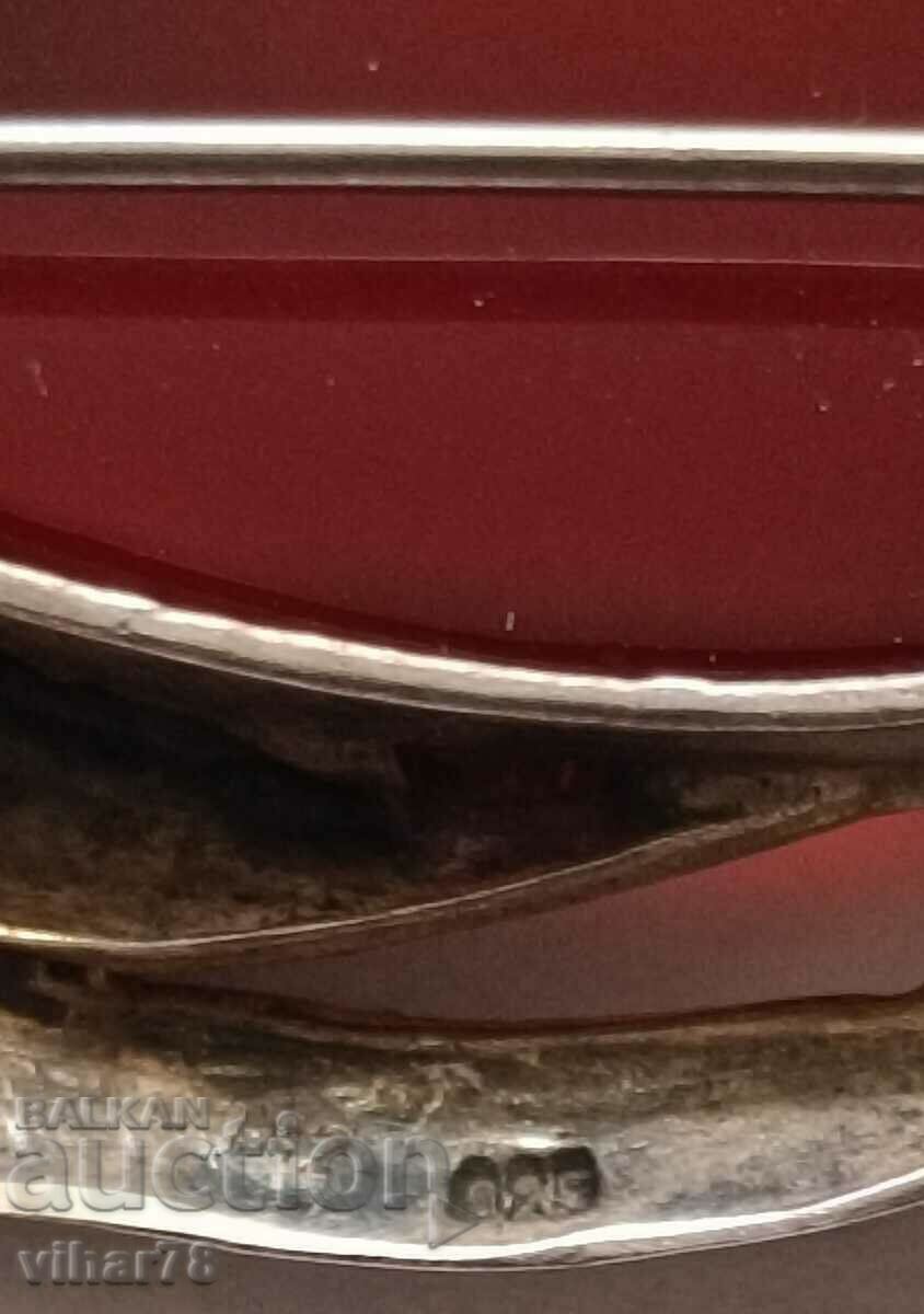 Old silver carnelian brooch - 5 Old silver carnelian brooch - 5