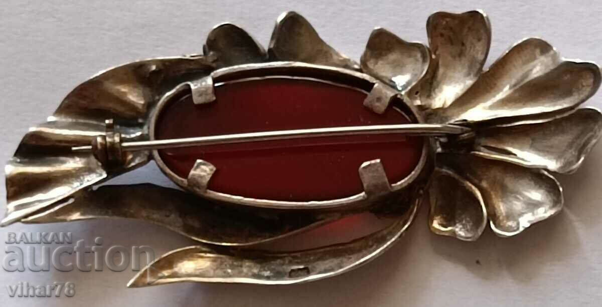 Old silver carnelian brooch - 6 Old silver carnelian brooch - 6