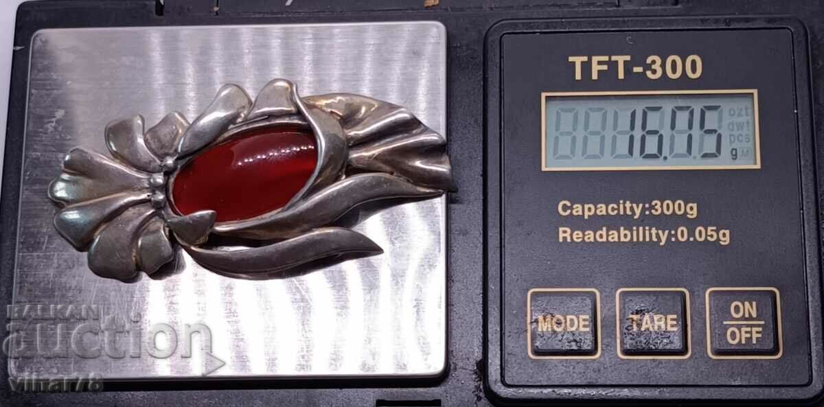 Old silver carnelian brooch - 7 Old silver carnelian brooch - 7