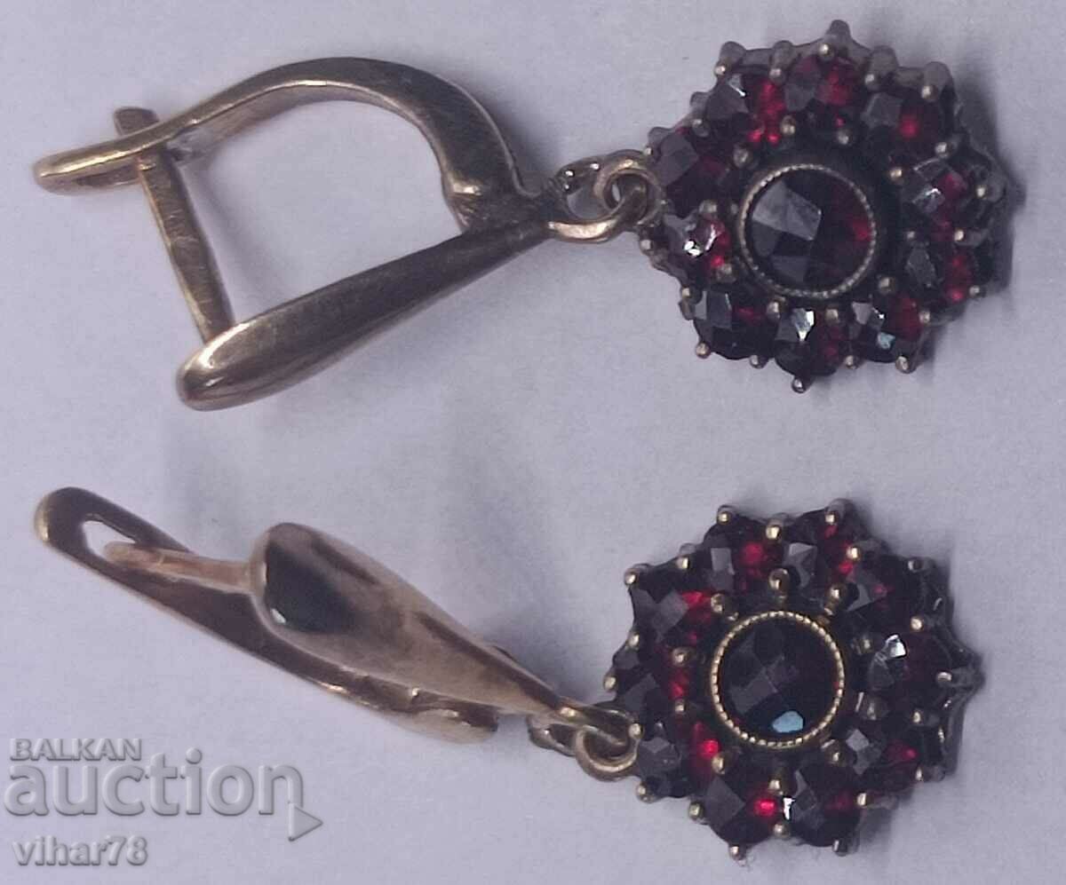 Auction Bohemian garnet silver earrings Auction Bohemian garnet silver earrings
