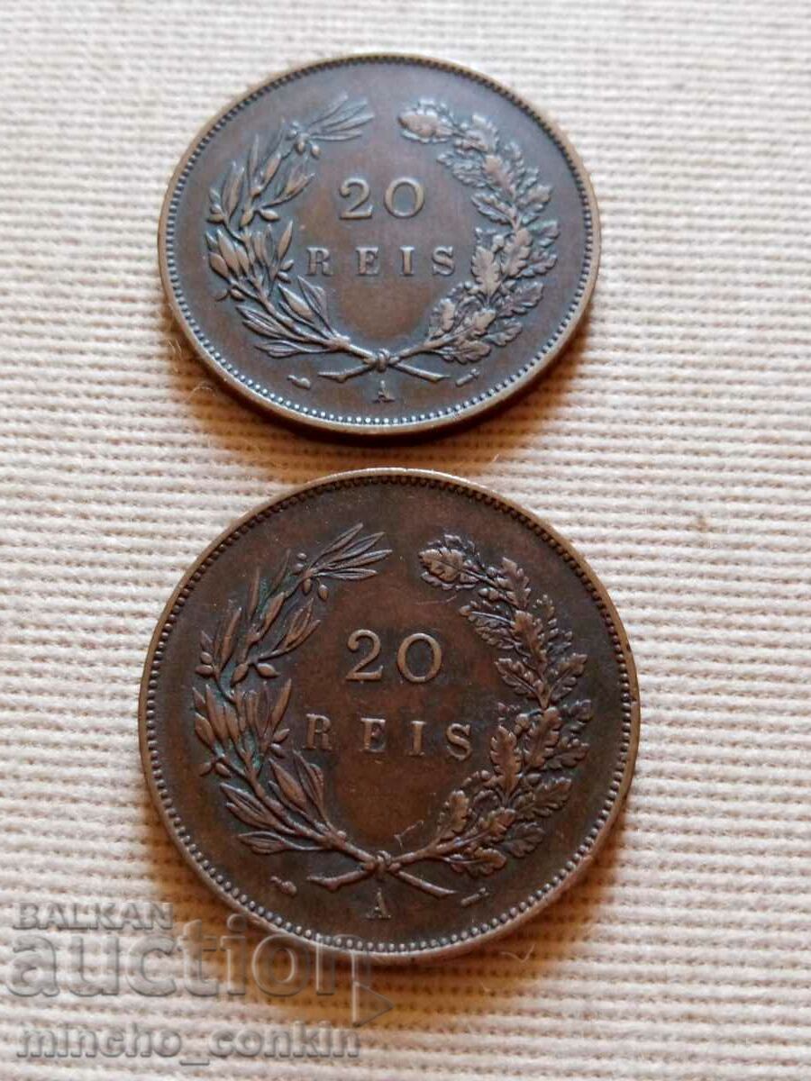 Coins Portugal 20 flight 1892 Paris RR.