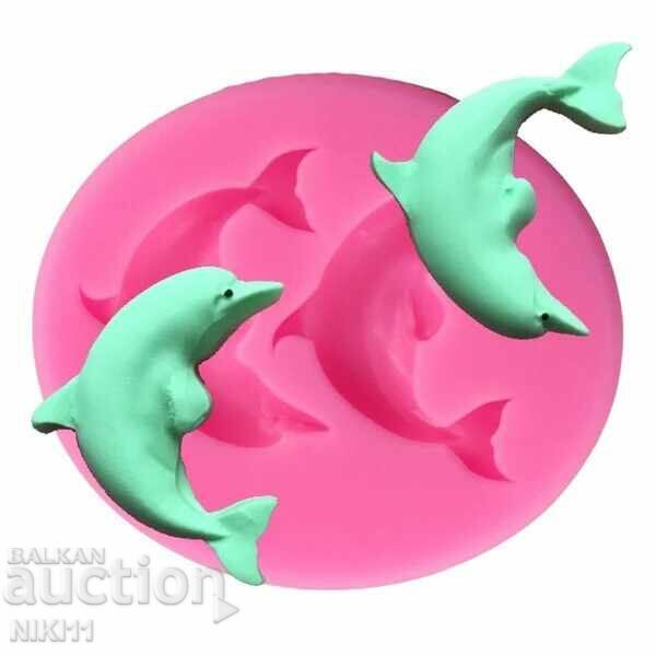 Silicone mold 2 dolphins dolphin cake decoration