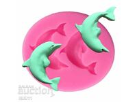 Силиконов молд 2 делфина декорация на торта  делфин