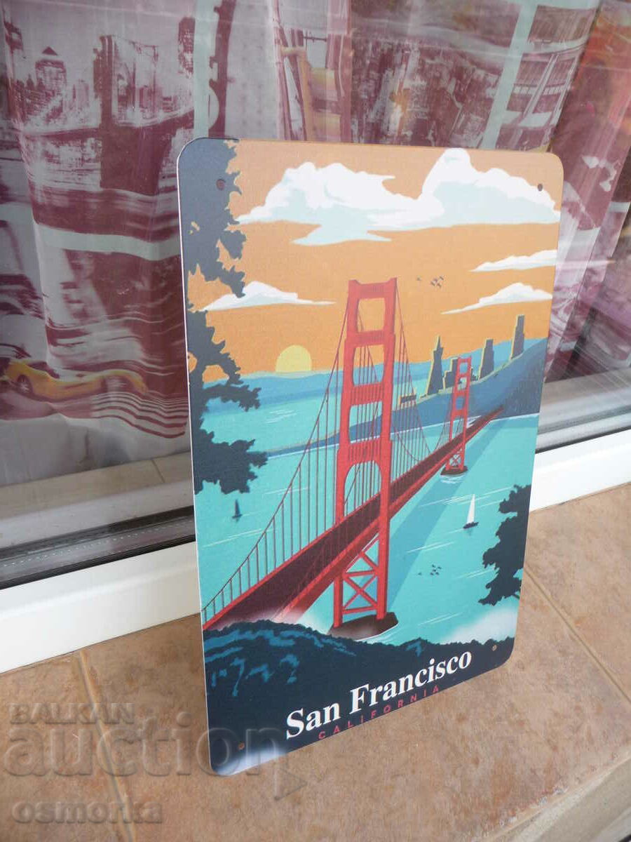 Μεταλλική πινακίδα San Francisco California Golden Gate Bridge με τιμή 18.00 BGN | € 9.20 Μεταλλική πινακίδα San Francisco California Golden Gate Bridge με τιμή 18.00 BGN | € 9.20