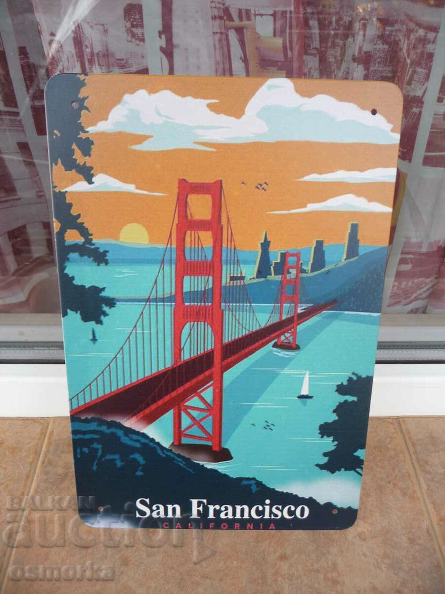 Semn metalic San Francisco California Golden Gate Bridge