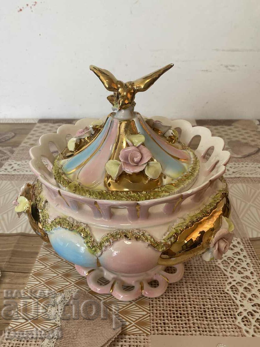 An exceptional porcelain Italian marked bonbonniera