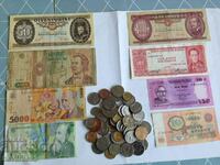 Lot Banknotes and coins.