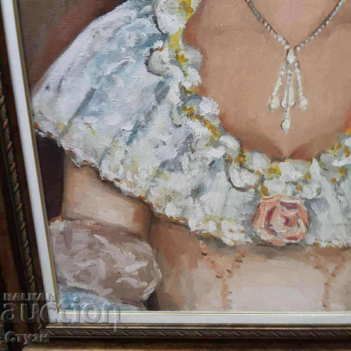 Delivery of Portrait of Gena Dimitrova by D. Mushanova, oil, 70.5 x 56.5 cm