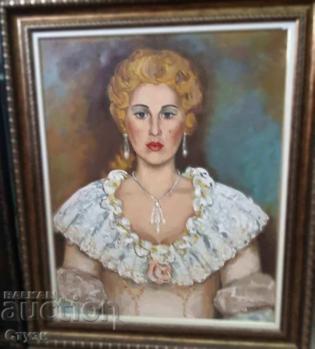 Portrait of Gena Dimitrova by D. Mushanova, oil, 70.5 x 56.5 cm