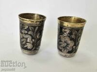 Russian Silver cups with gilding and Niello