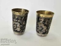 Russian Silver cups with gilding and Niello