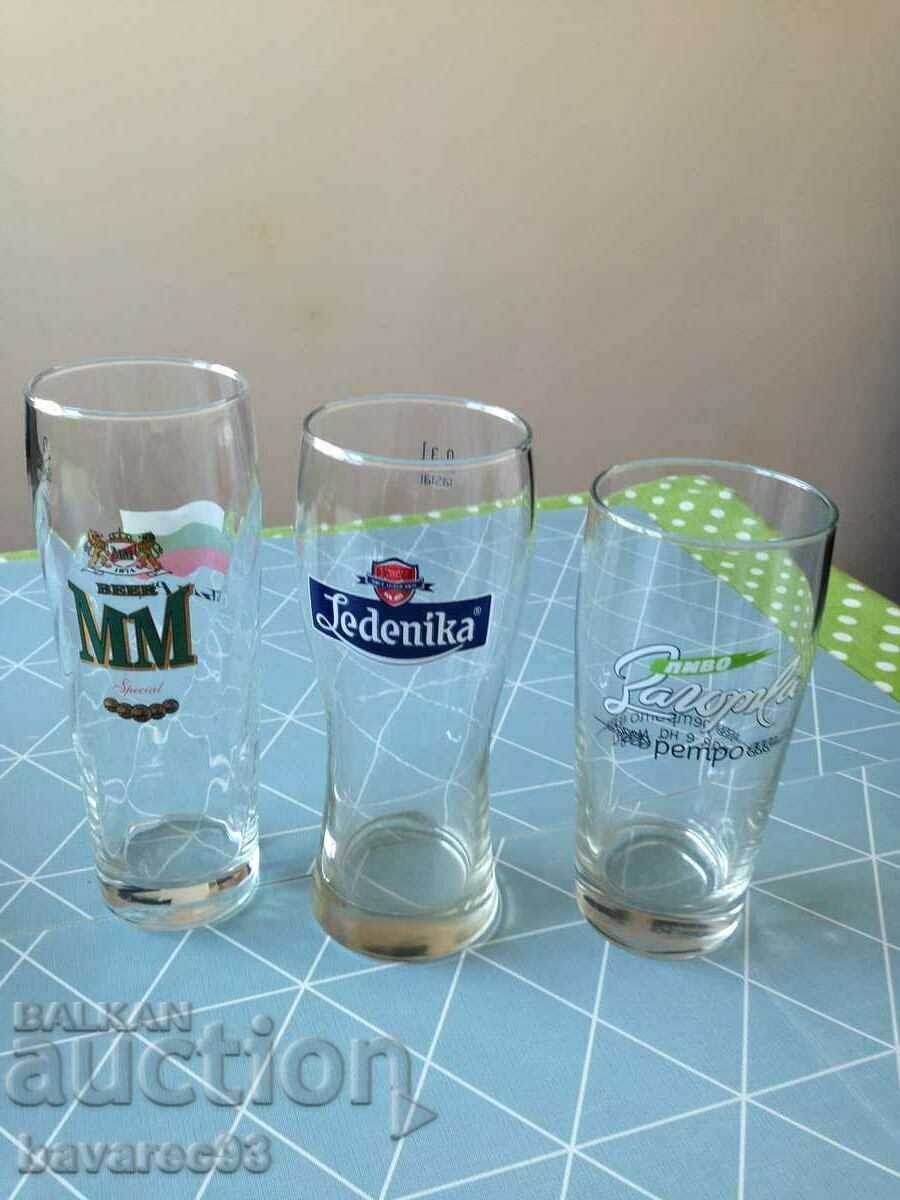 Lot of advertising glasses for beer - 3 pieces.