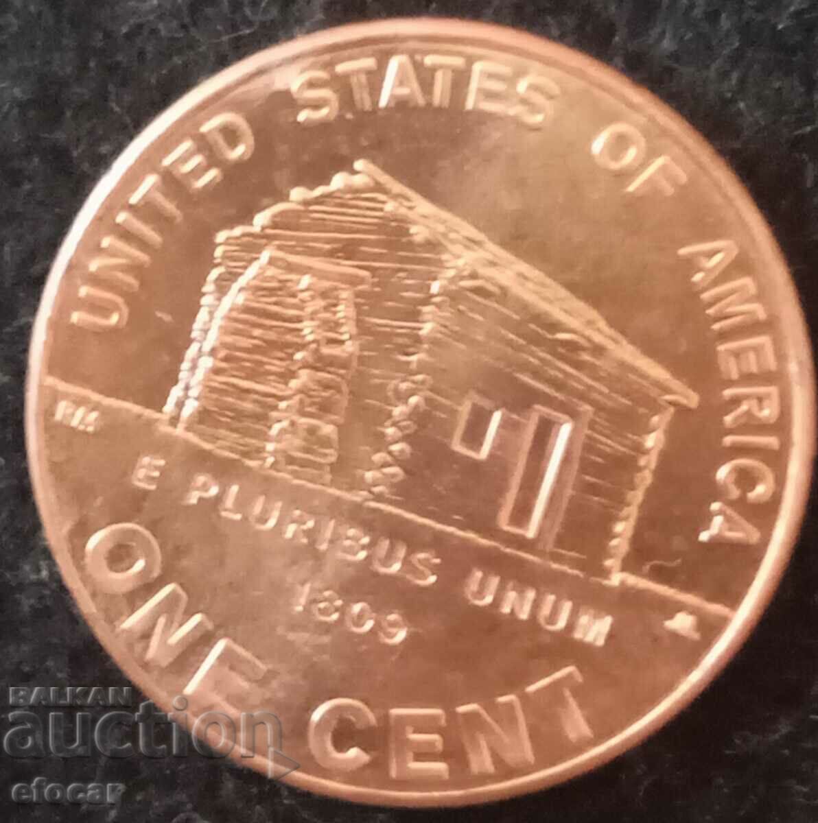 1 цент САЩ 2009 буква D