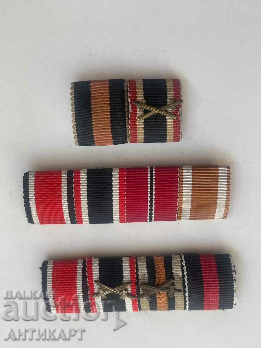 #2 World War I Germ. miniature ribbons for German orders medals
