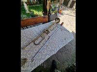 An old trumpet. Musical instrument