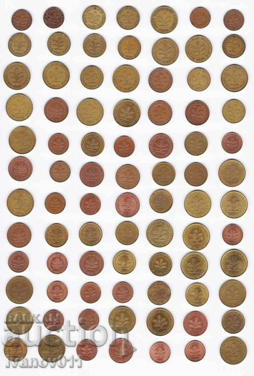 FRG LOT 84 UNIQUE COINS - 1948 --1985.