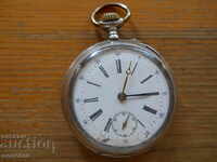 Старинен френски сребърен джобен часовник  - работи