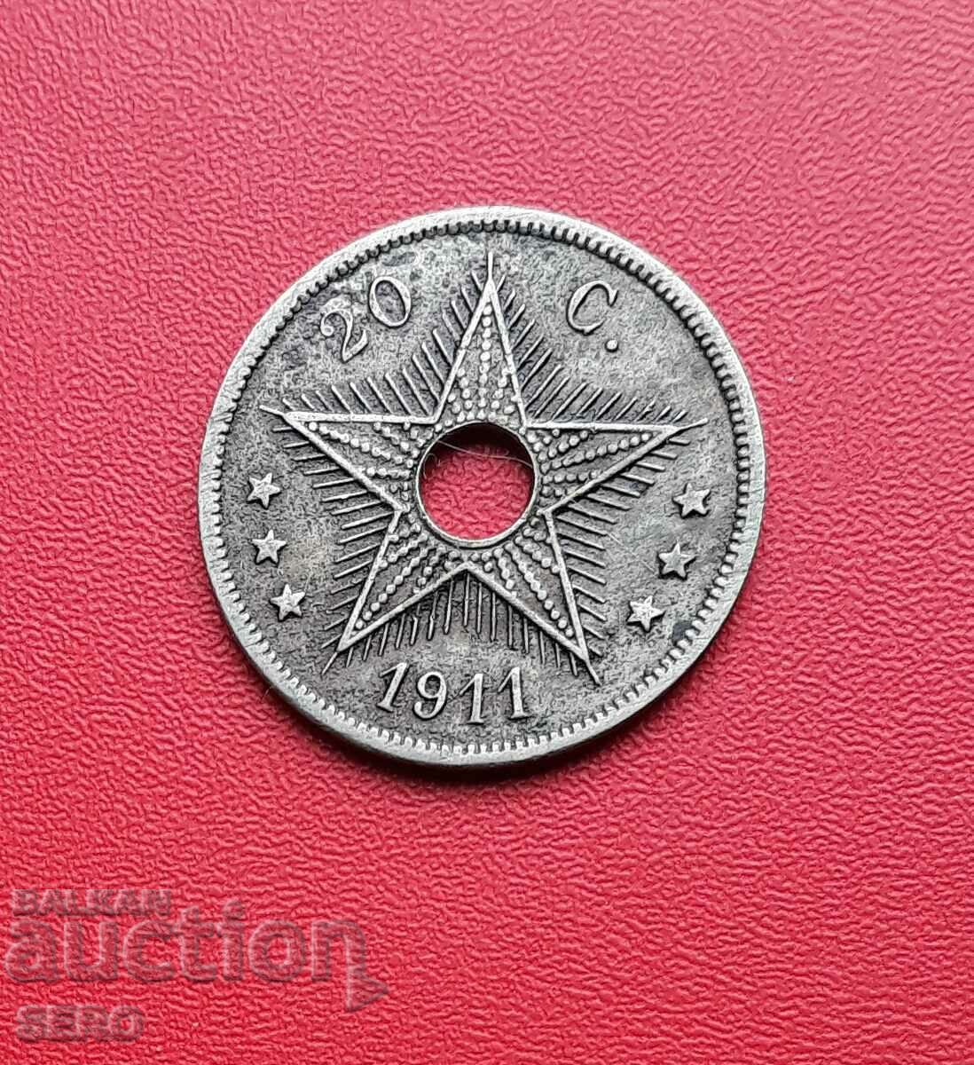 Белгийско Конго-20 цента 1911