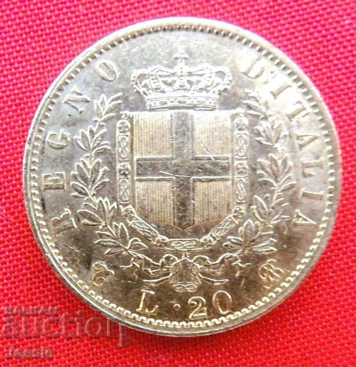 20 Lire 1863 Italy (20 Lire Italy) (gold)