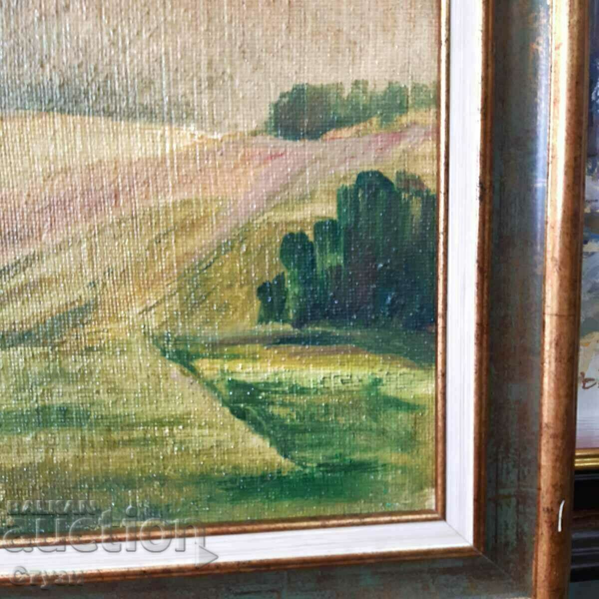 Картина "Полски пейзаж" , автор Н.Карабашев ,масло, 29х29 см - 5