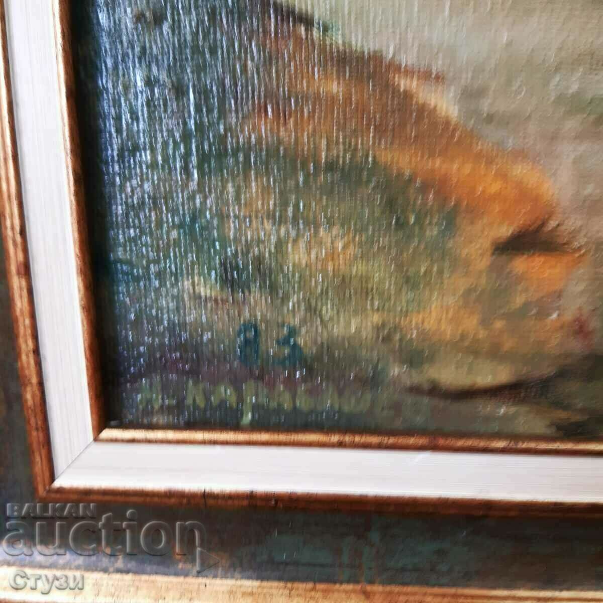 Tablou „Peisaj cu râu”, autor N.Karabashev, ulei, 29x29 cm cu preț 180.00 BGN | € 92.03 Tablou „Peisaj cu râu”, autor N.Karabashev, ulei, 29x29 cm cu preț 180.00 BGN | € 92.03