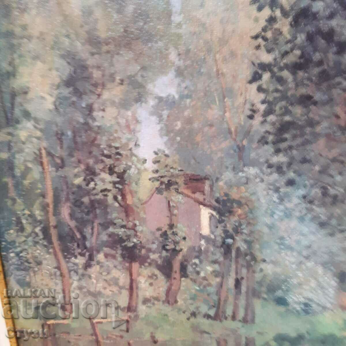 Reproducere în ulei a unui tablou de Alfred Sisley, 47x52 cm - 5