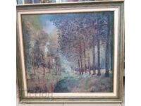 Reproducere în ulei a unui tablou de Alfred Sisley, 47x52 cm