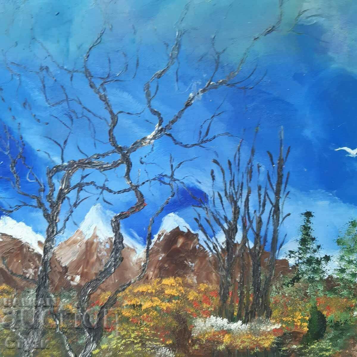 Livrarea Peisaj cu râu, I. Dimitrov, ulei, 37x50 cm - Lichidare de stoc