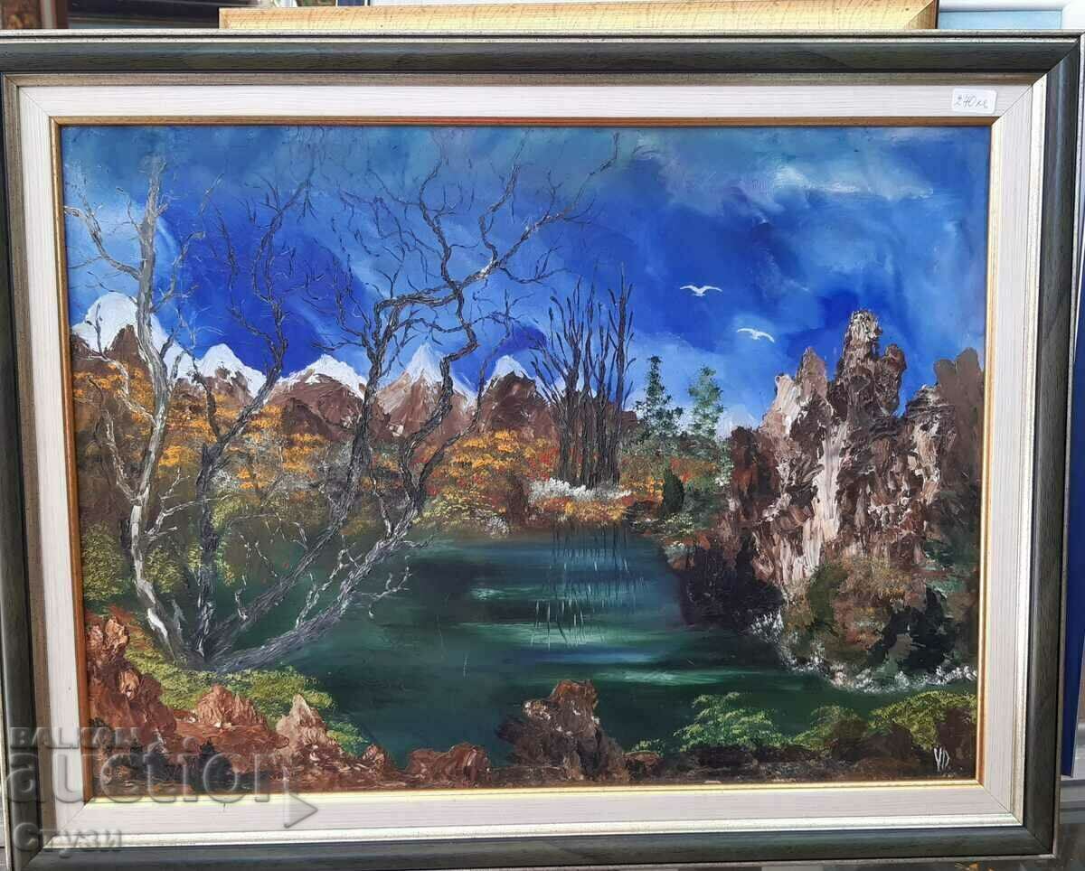 Peisaj cu râu, I. Dimitrov, ulei, 37x50 cm - Lichidare de stoc