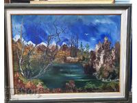 Peisaj cu râu, I. Dimitrov, ulei, 37x50 cm - Lichidare de stoc