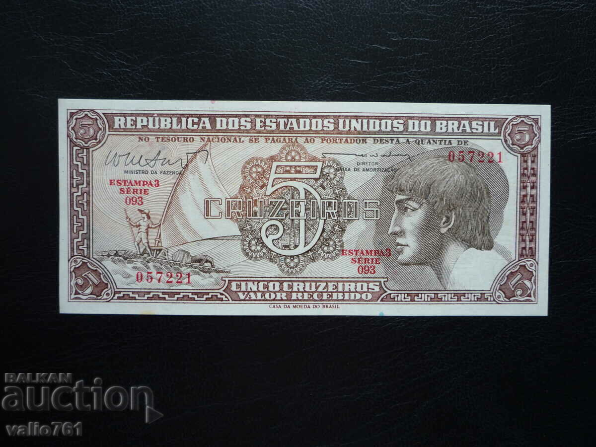 BRAZIL 5 CRUZEIRO 1961 NEW UNC