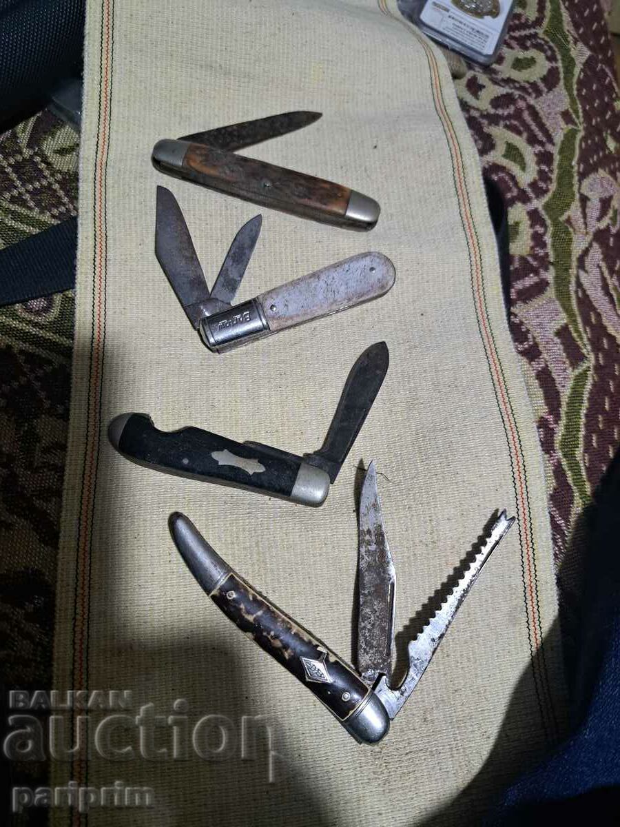 4 τεμάχια μαχαίρια τσέπης, πτυσσόμενα, παλιά, B.Z.C από 1 στ