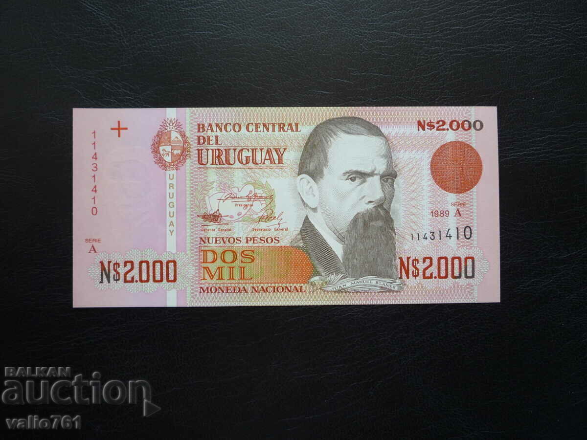 URUGUAY 2000 PESOS 1989 NEW UNC URUGUAY 2000 PESOS 1989 NEW UNC