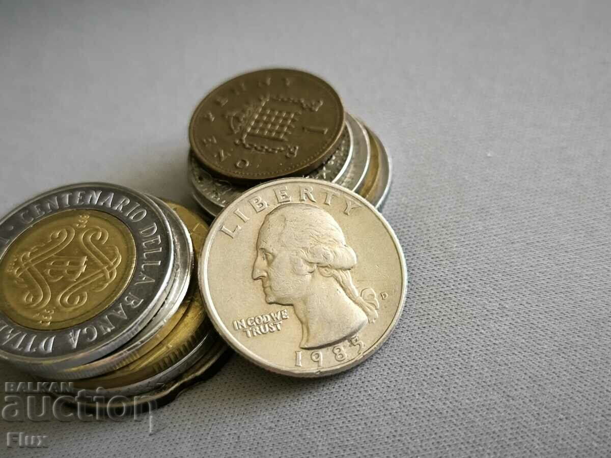 Κέρμα - ΗΠΑ - 1/4 (τέταρτο) δολάριο | 1985 με τιμή 1.95 BGN | € 1.00 Κέρμα - ΗΠΑ - 1/4 (τέταρτο) δολάριο | 1985 με τιμή 1.95 BGN | € 1.00