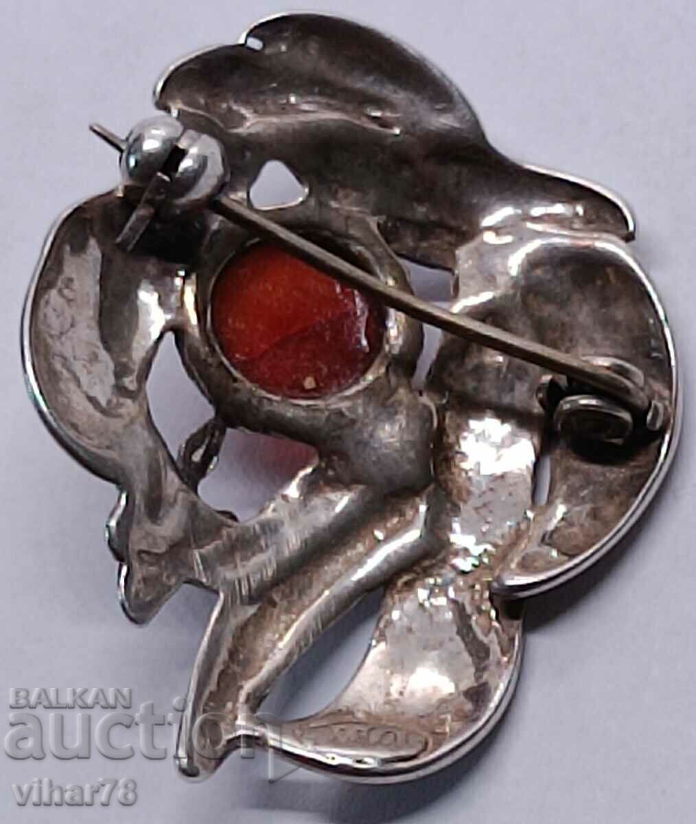 Old silver carnelian brooch - 6 Old silver carnelian brooch - 6