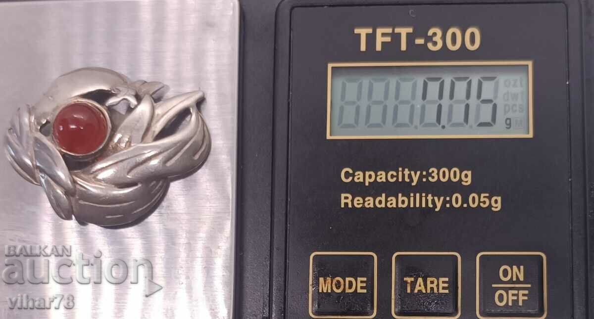 Old silver carnelian brooch - 7 Old silver carnelian brooch - 7