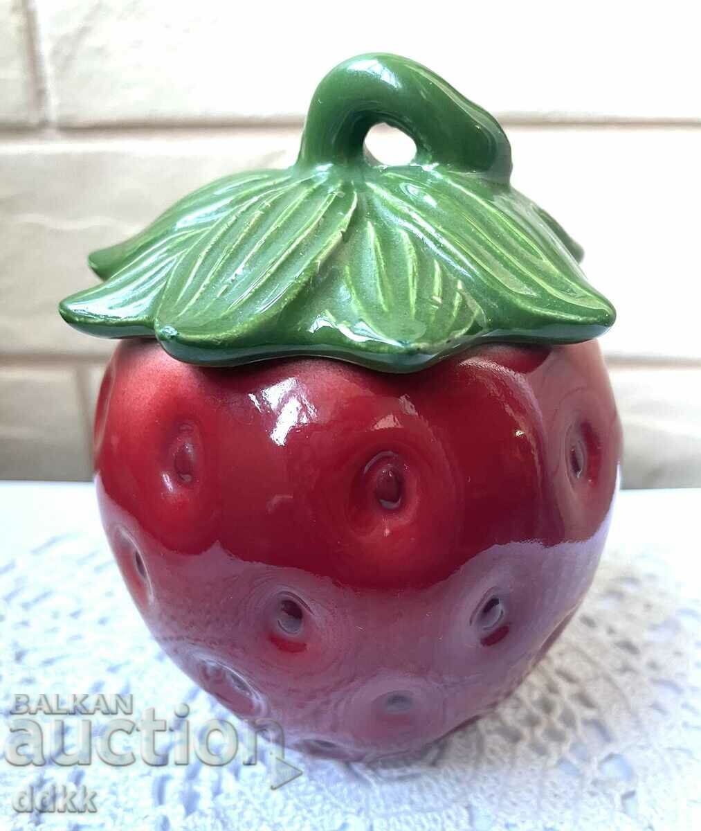 Beautiful porcelain sugar bowl - strawberry