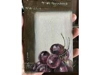 Small oil painting - Realism - Still life - Grapes 15/10 cm