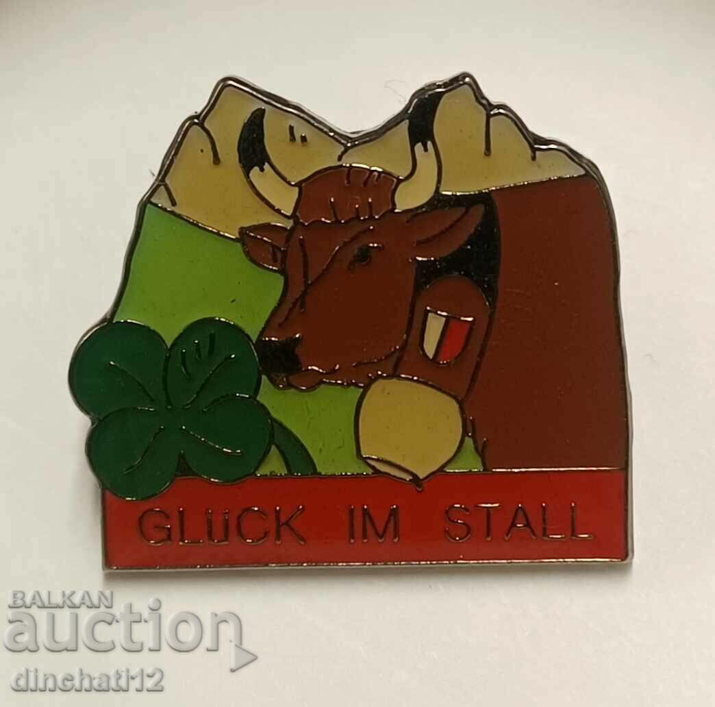 Auction Badge. Switzerland Cattle Cows - Glück im Stall Swiss Auction Badge. Switzerland Cattle Cows - Glück im Stall Swiss