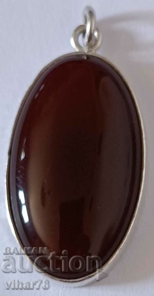 SILVER PENDANT WITH CARNEL - 5 SILVER PENDANT WITH CARNEL - 5