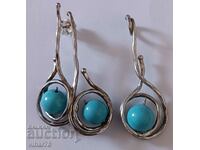 Silver earrings with a turquoise pendant