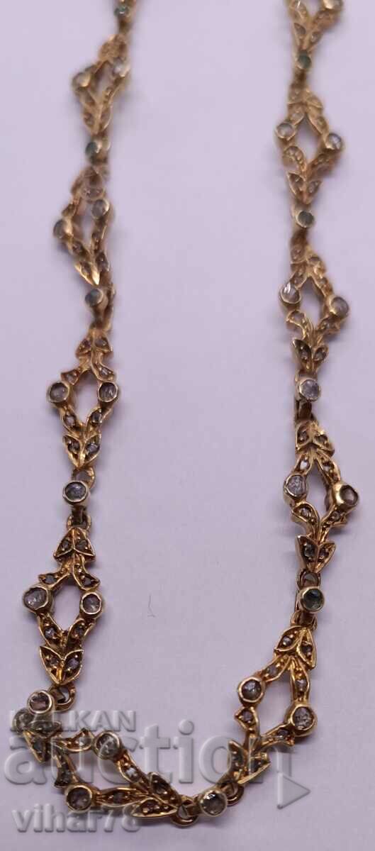 Silver chain with gilding-diamonds and emeralds with price 599.99 BGN | € 306.77 Silver chain with gilding-diamonds and emeralds with price 599.99 BGN | € 306.77