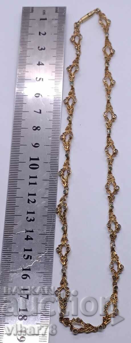 Auction Silver chain with gilding-diamonds and emeralds Auction Silver chain with gilding-diamonds and emeralds