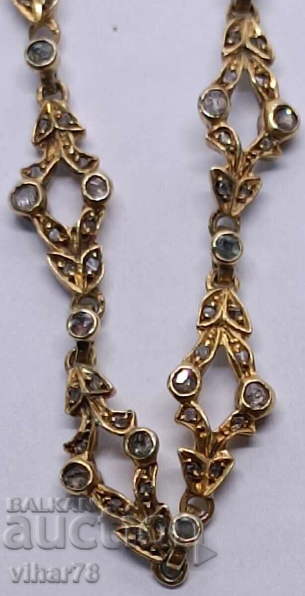 Delivery of Silver chain with gilding-diamonds and emeralds Delivery of Silver chain with gilding-diamonds and emeralds