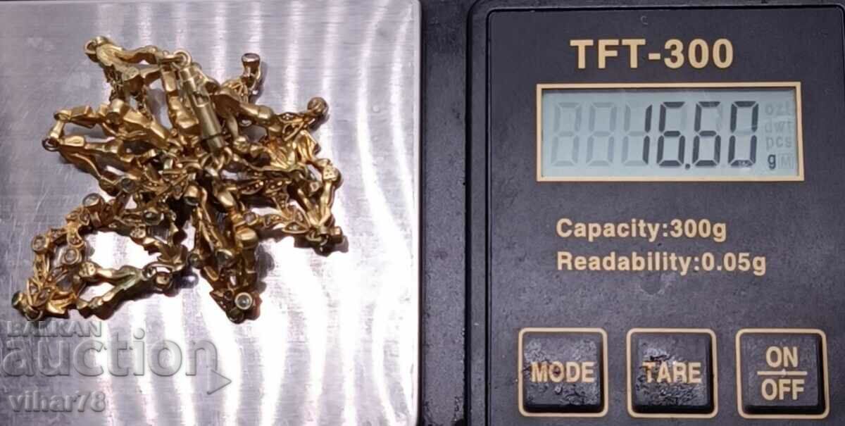 Silver chain with gilding-diamonds and emeralds - 5 Silver chain with gilding-diamonds and emeralds - 5