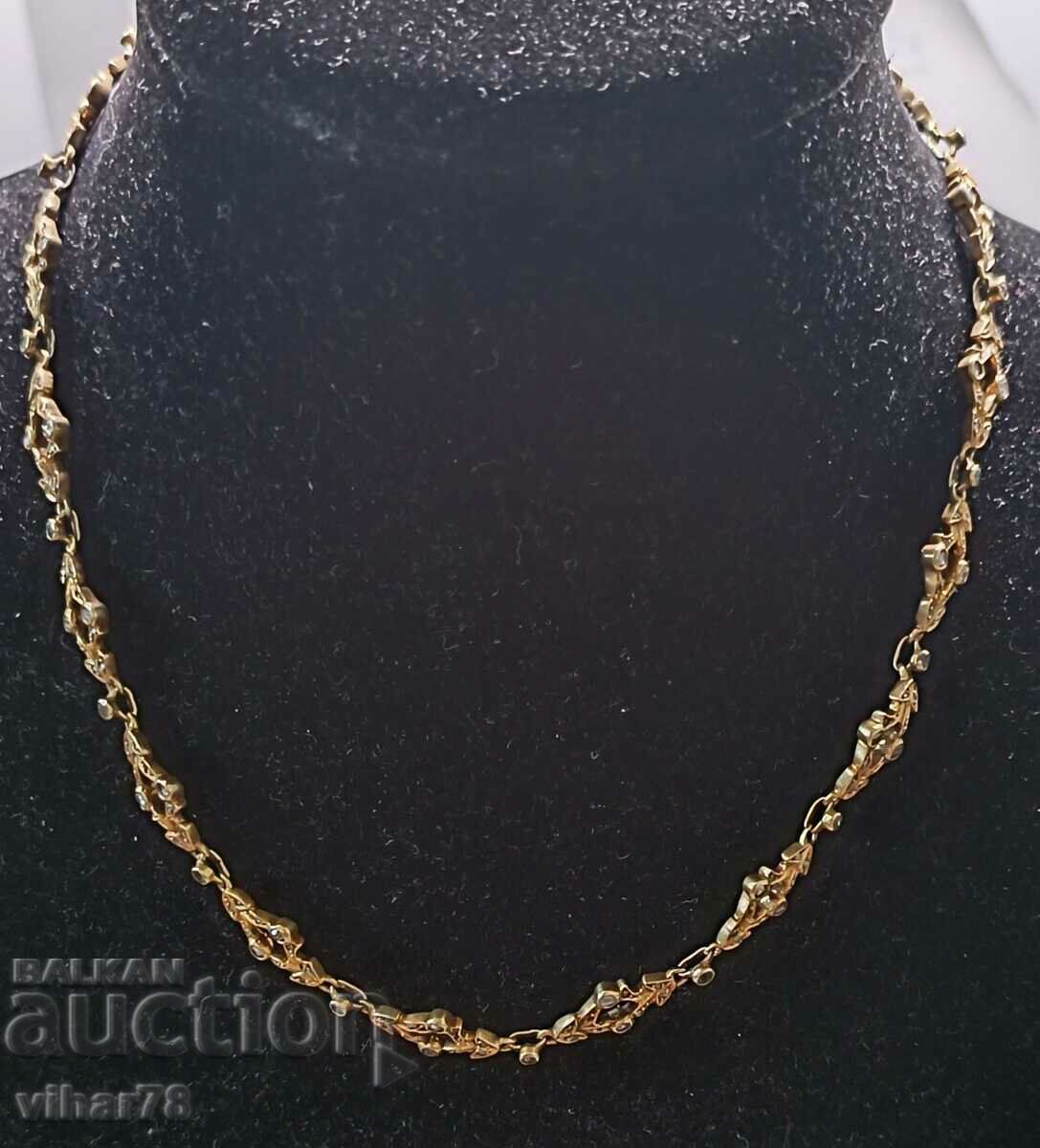 Silver chain with gilding-diamonds and emeralds - 6 Silver chain with gilding-diamonds and emeralds - 6